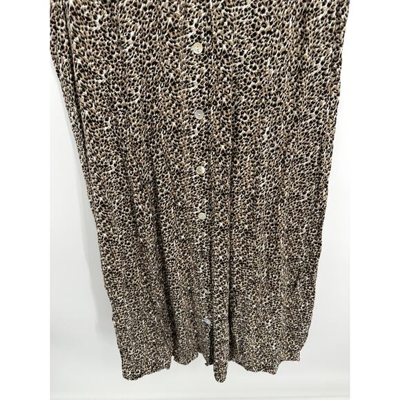 MSK Women Midi Dress Women 22W Rayon Leopard Print Sleeveless Smocked Button - Picture 3 of 6